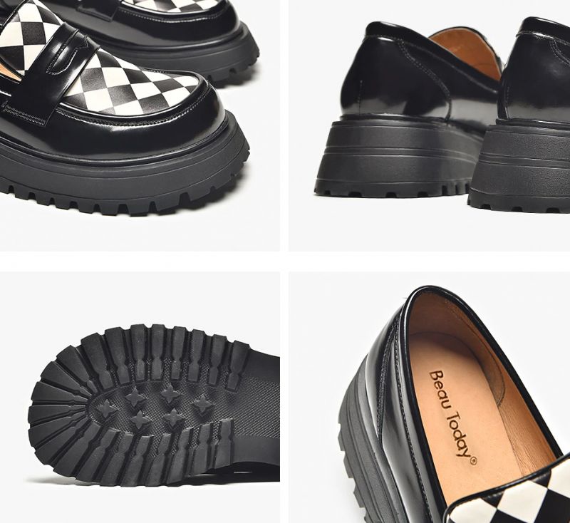 Laurent Damskie Syntetyczne Skórzane Buty Platformy - Czarny