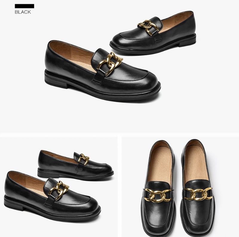 Lelis Damskie Buty Typu Loafer Na Niskim Obcasie - Czarny