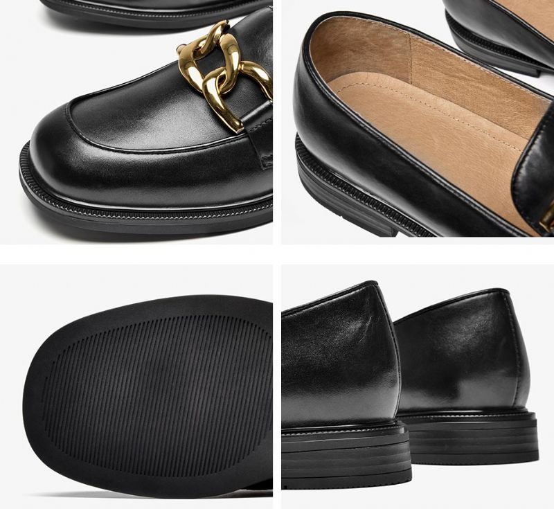 Lelis Damskie Buty Typu Loafer Na Niskim Obcasie - Czarny