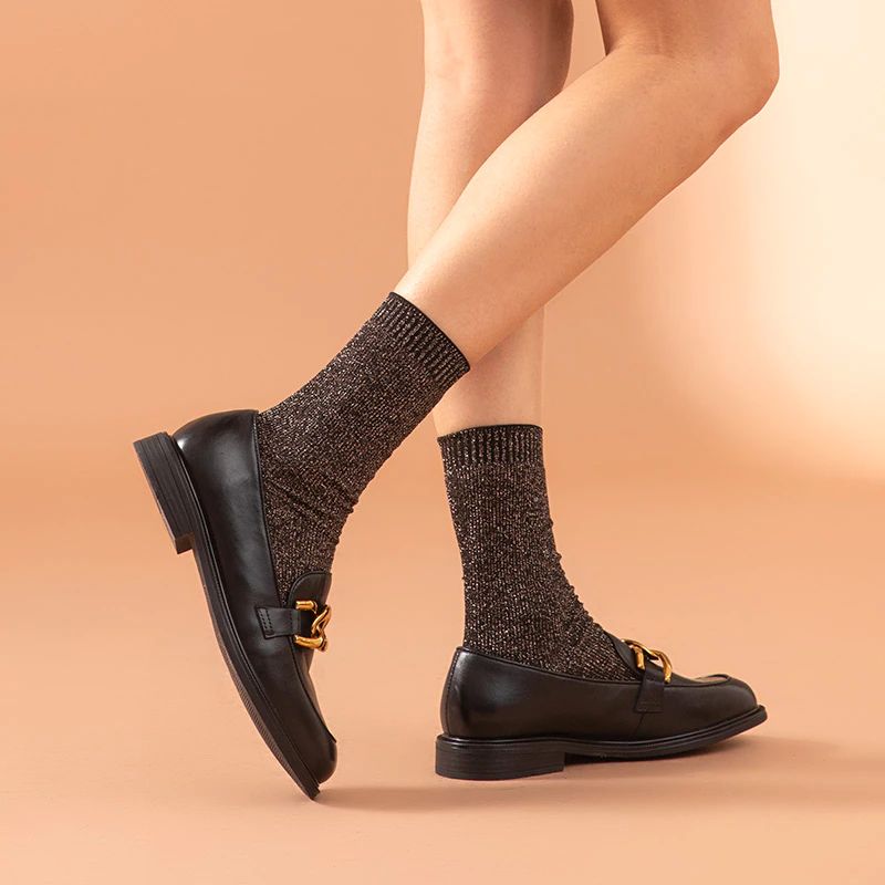 Lelis Damskie Buty Typu Loafer Na Niskim Obcasie - Czarny