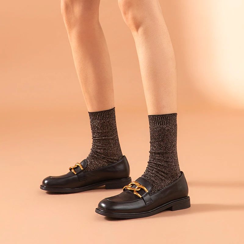 Lelis Damskie Buty Typu Loafer Na Niskim Obcasie - Czarny