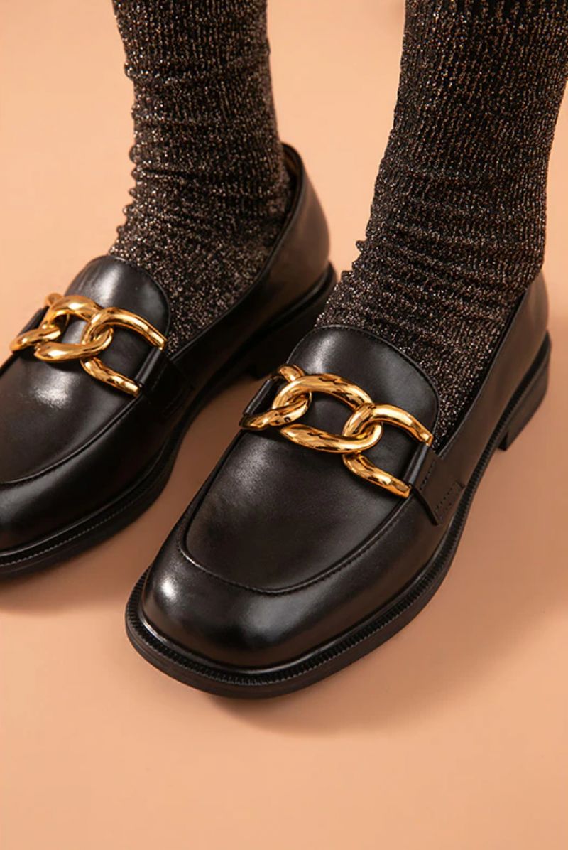 Lelis Damskie Buty Typu Loafer Na Niskim Obcasie - Czarny