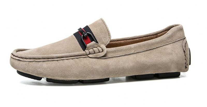 Leonardo Męskie Mokasyny Luksusowe Buty - Czerwony