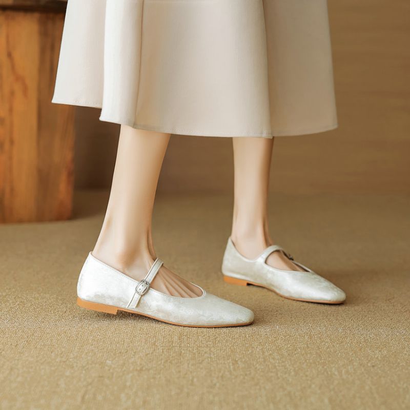 Lilia Damskie Skórzane Płaskie Buty - Czarny