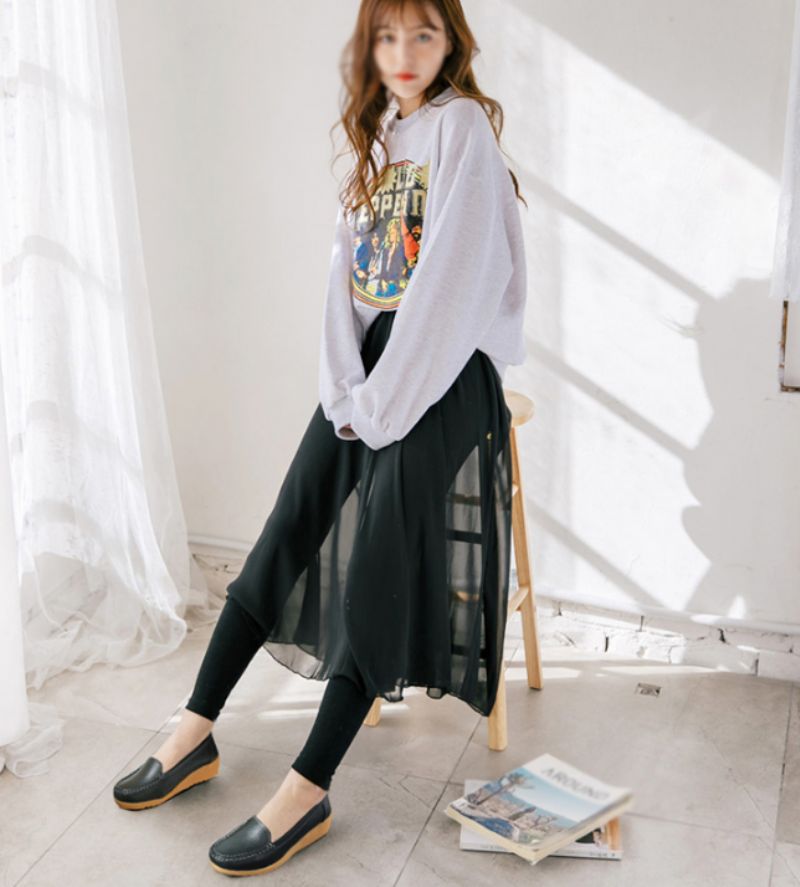 Liza Damskie Mokasyny Na Platformie Czarne Buty - Czarny