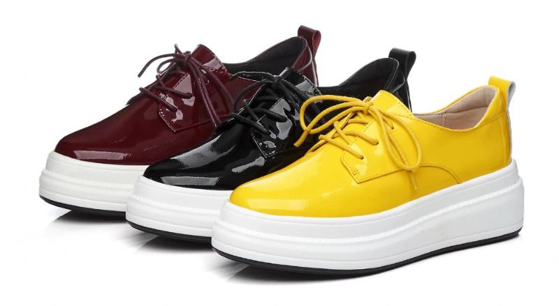 Llaru Damskie Buty Na Platformie Z Okrągłym Noskiem - Żółty