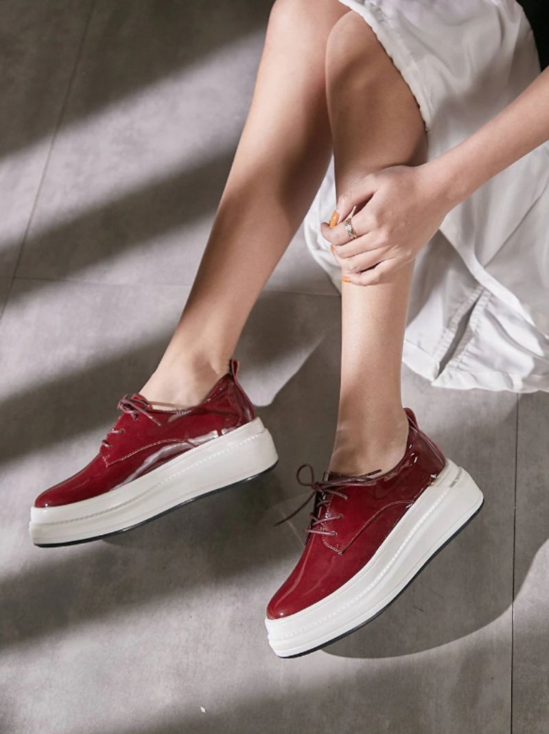 Llaru Damskie Buty Na Platformie Z Okrągłym Noskiem - Żółty