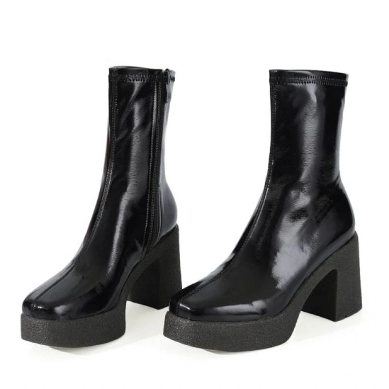 Lois Damskie Buty Na Platformie - Czarny Z Futrem