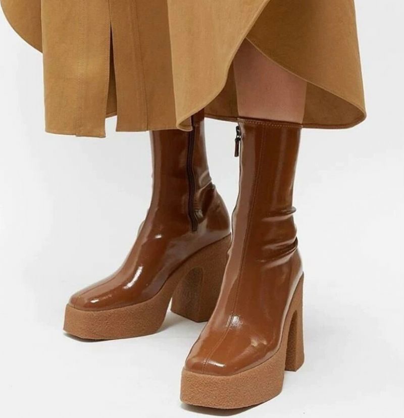 Lois Damskie Buty Na Platformie - Czarny Z Futrem