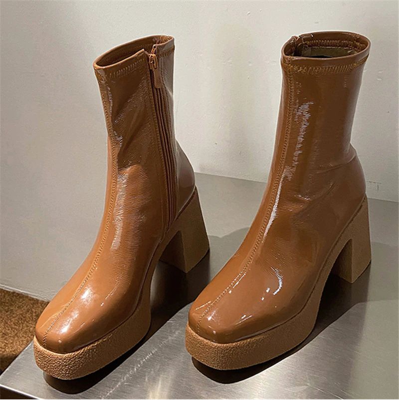 Lois Damskie Buty Na Platformie - Czarny Z Futrem