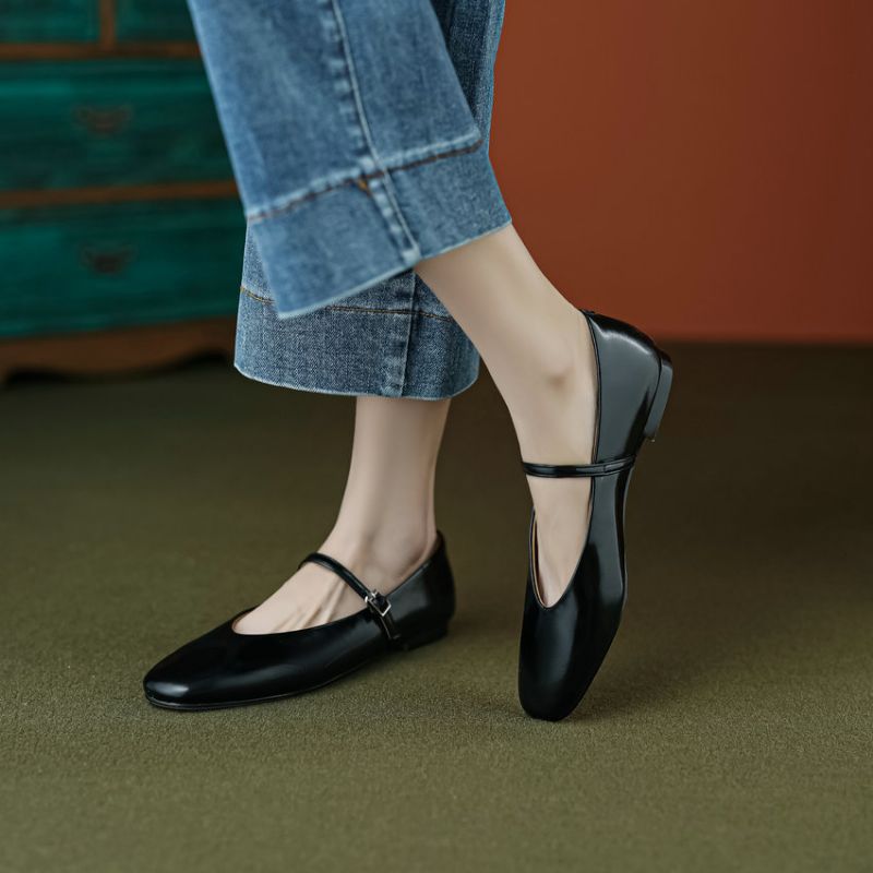 Loreana Damskie Biurowe Płaskie Buty - Czarny