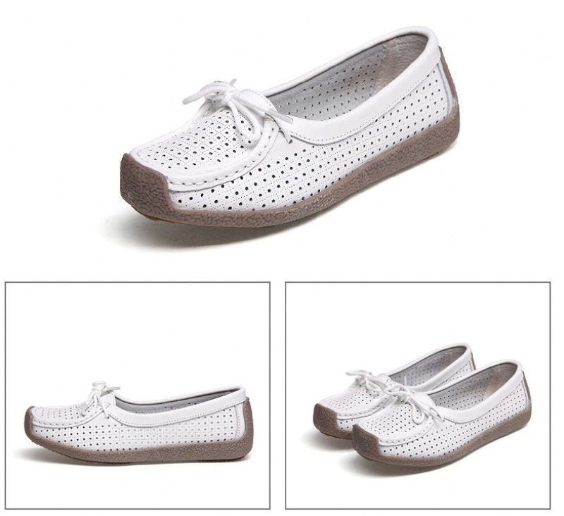 Loyola Damskie Letnie Skórzane Płaskie Buty Wsuwane - Żółty