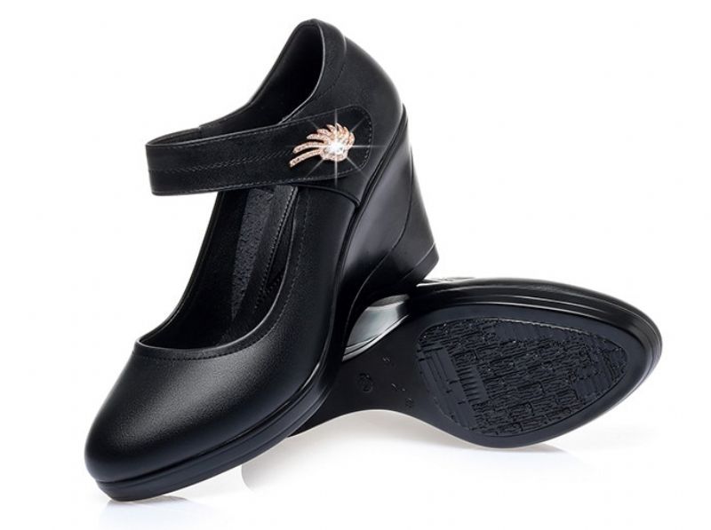 Lucy Damskie Buty Na Platformie Na Koturnie - Czarny