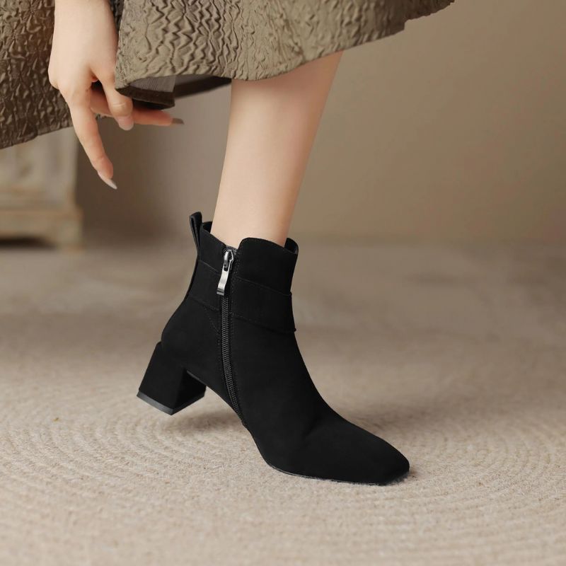 Luigui Damskie Buty Do Kostki - Czarna skóra