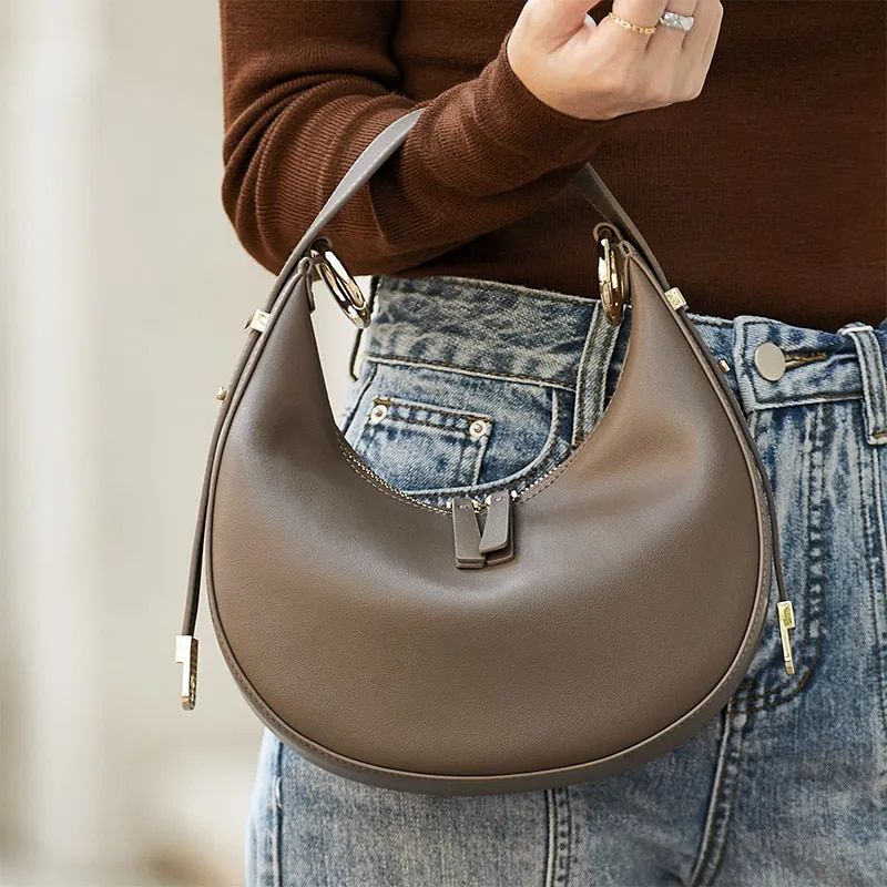 Luksusowa Torebka Damska Rubby Genuine Leather - Szary
