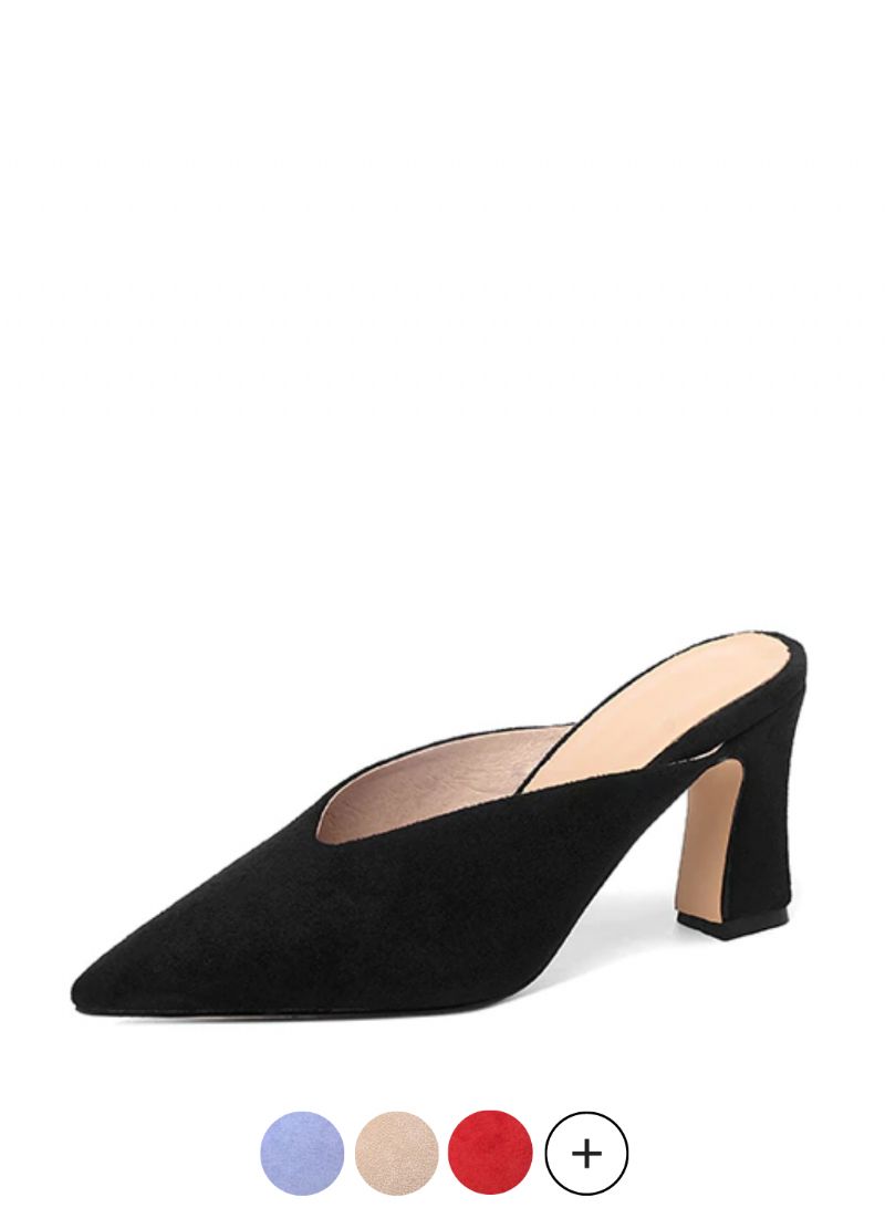 Luna Damskie Eleganckie Chodaki Na Wysokim Czarnym Obcasie