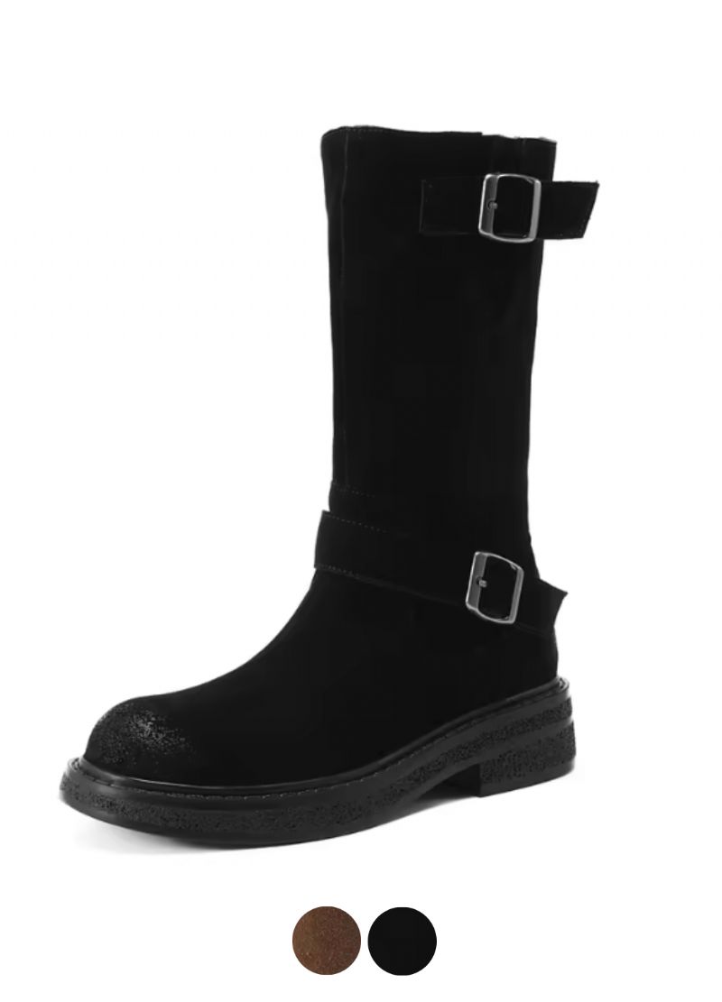 Luvy Damskie Buty Do Połowy Łydki Z Okrągłym Noskiem