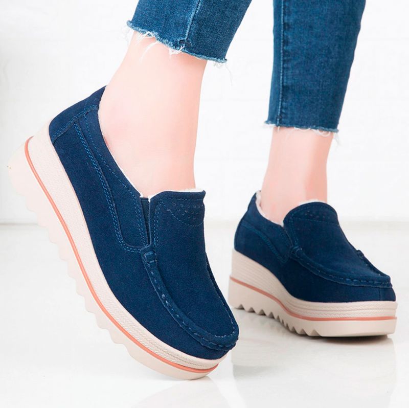 M10 Plush Damskie Buty Na Platformie - Granatowy niebieski