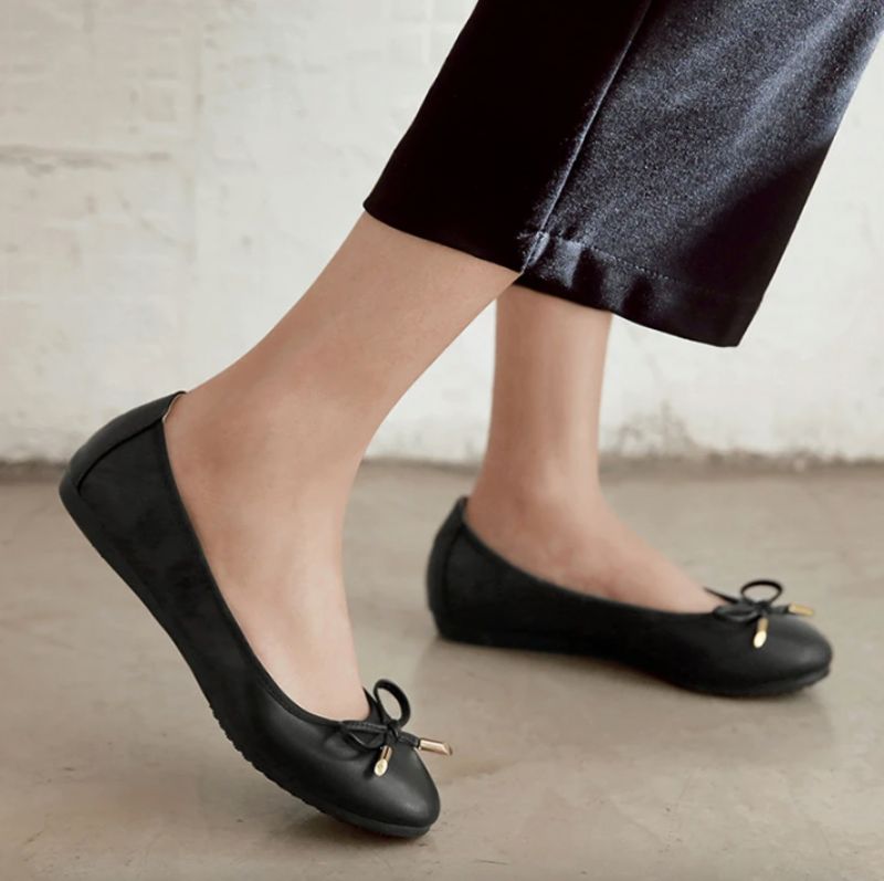 Macarena Damskie Płaskie Buty - Czarny