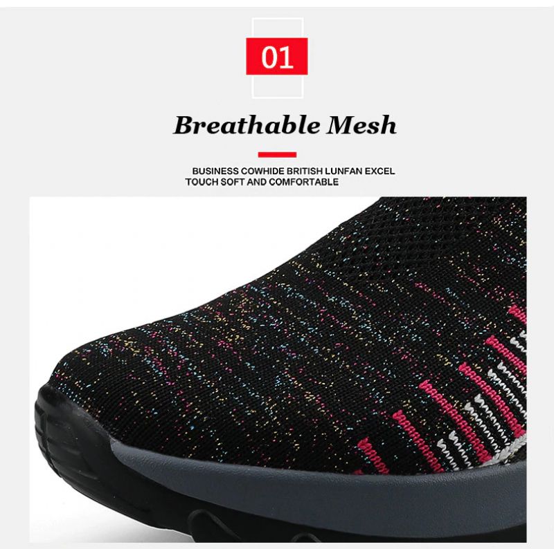Mandy Oddychające Damskie Buty Do Chodzenia Trampki Wsuwane - Czarny