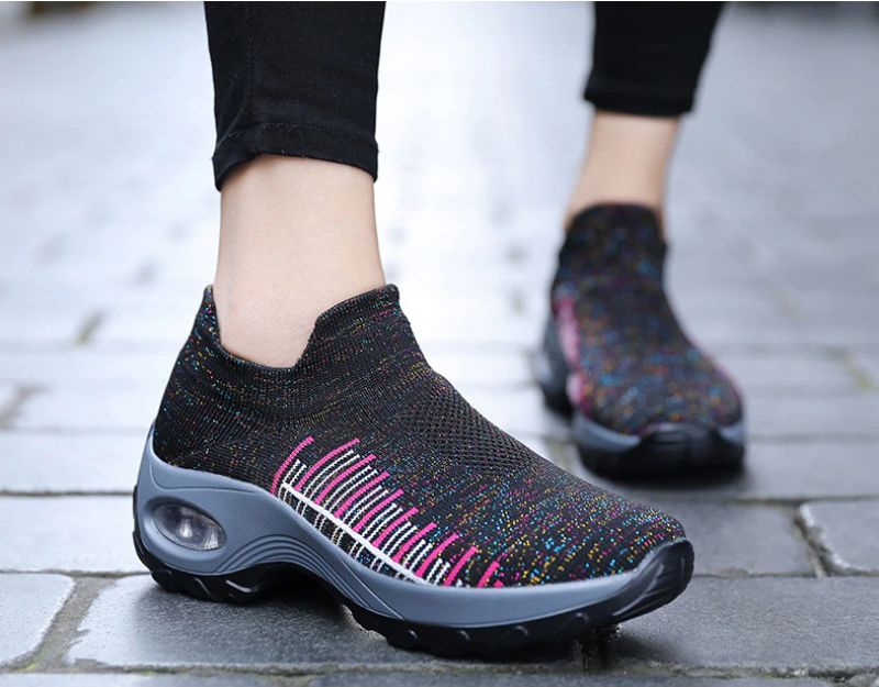 Mandy Oddychające Damskie Buty Do Chodzenia Trampki Wsuwane - Czarny