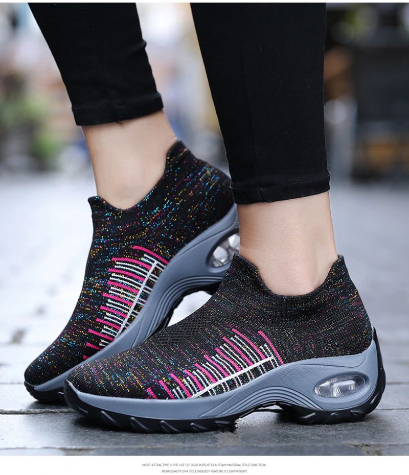 Mandy Oddychające Damskie Buty Do Chodzenia Trampki Wsuwane - Czarny