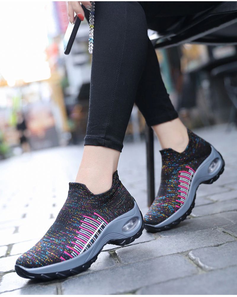 Mandy Oddychające Damskie Buty Do Chodzenia Trampki Wsuwane - Czarny