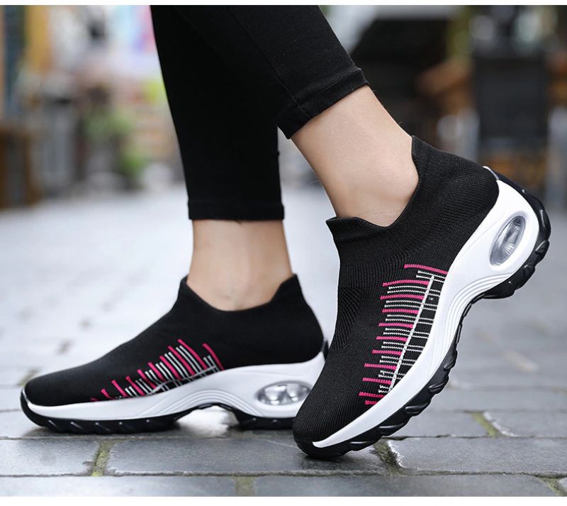 Mandy Oddychające Damskie Buty Do Chodzenia Trampki Wsuwane - Czarny
