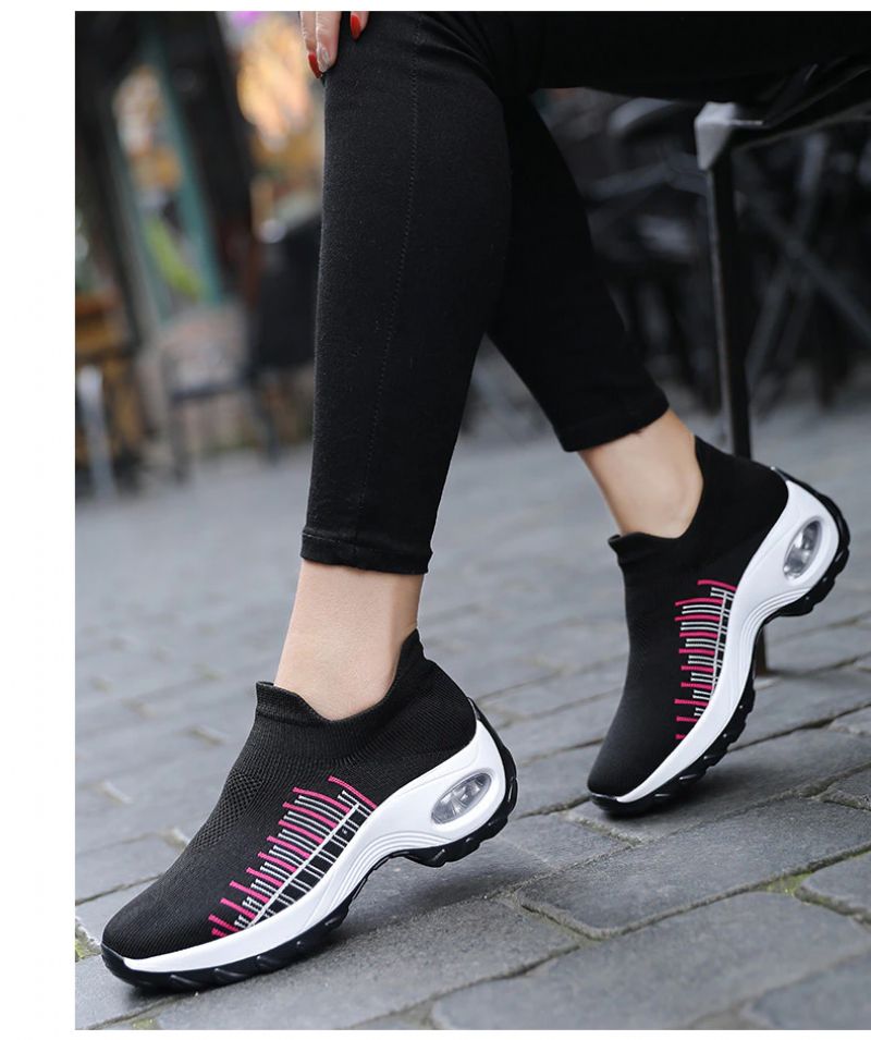 Mandy Oddychające Damskie Buty Do Chodzenia Trampki Wsuwane - Czarny