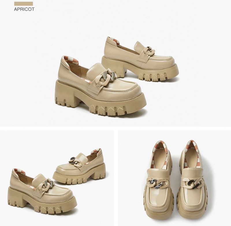 March Damskie Buty Na Platformie Z Łańcuchem - Morelowy