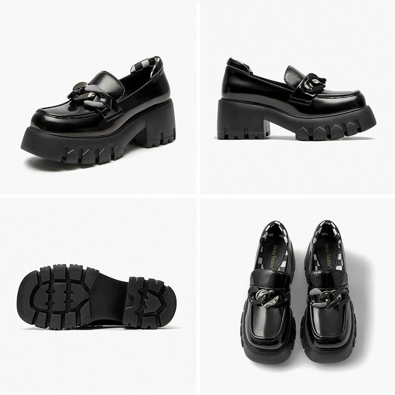 March Damskie Buty Na Platformie Z Łańcuchem - Morelowy