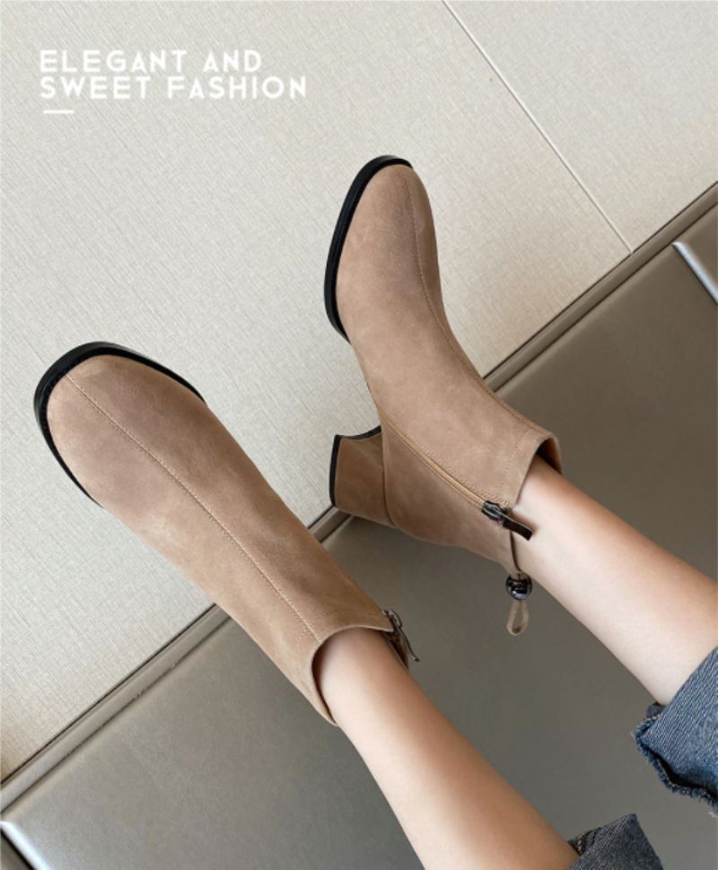 Marliee Buty Do Kostek - Morelowy krótki plusz