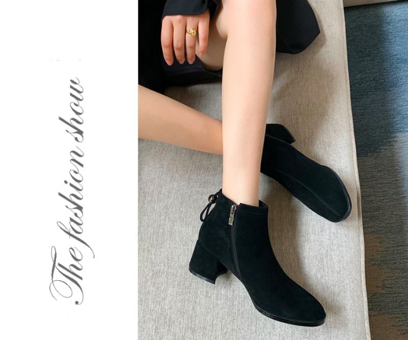 Marliee Buty Do Kostek - Morelowy krótki plusz