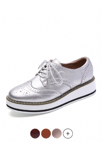Mau Damskie Buty Oxford Ze Skóry Skórzanej