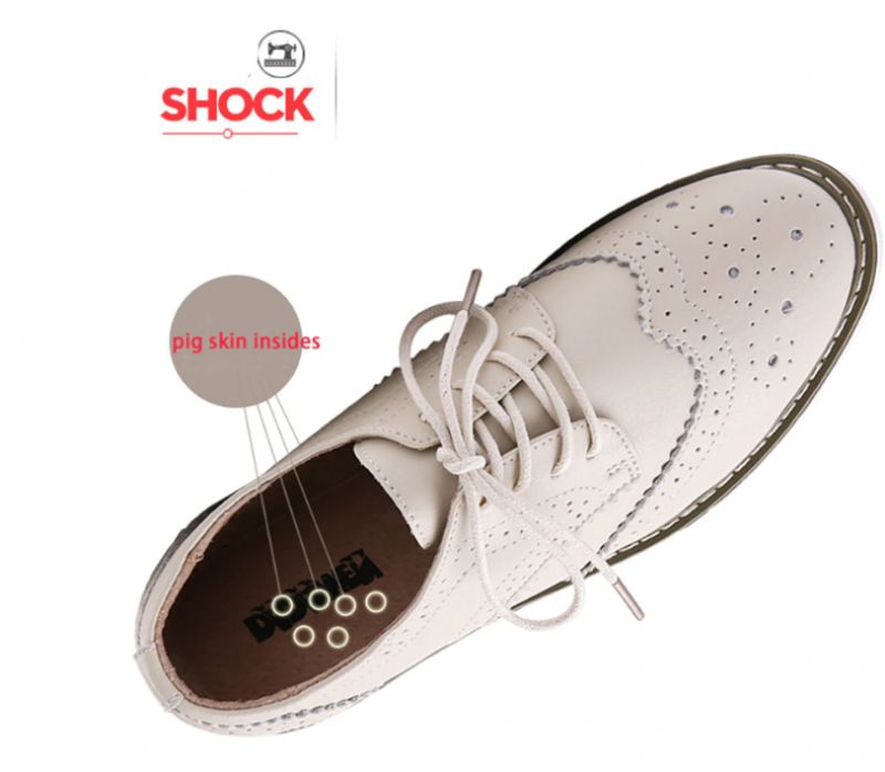 Mau Damskie Buty Oxford Ze Skóry Skórzanej - Srebrny