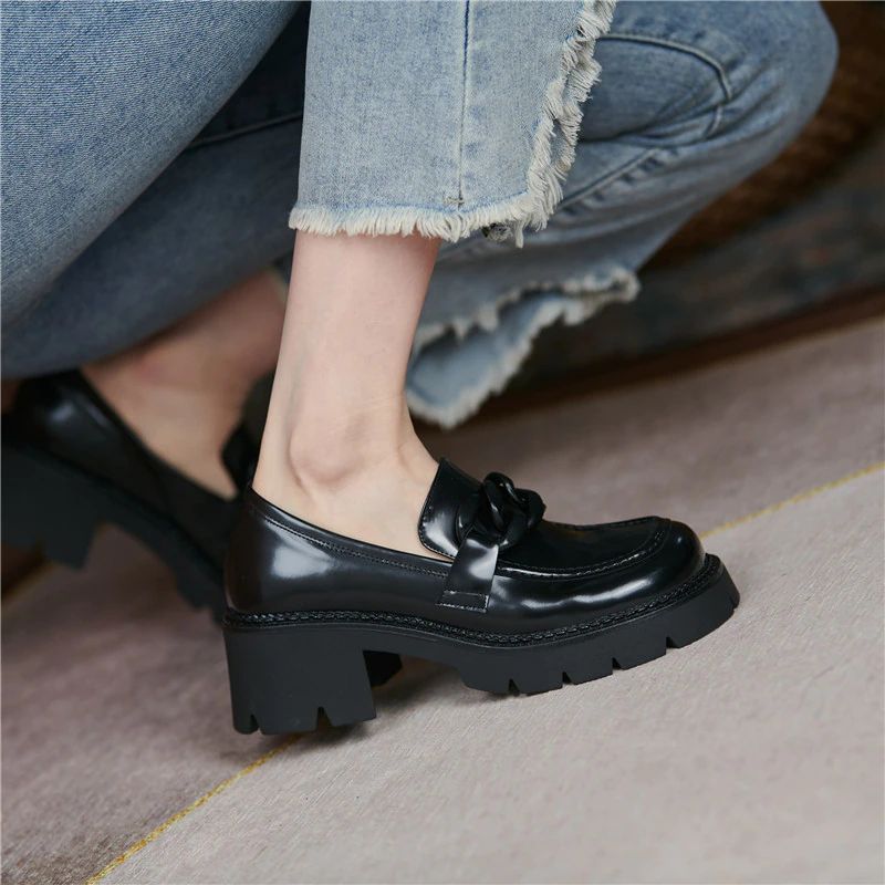 May Damskie Buty Na Grubej Platformie - Czarny