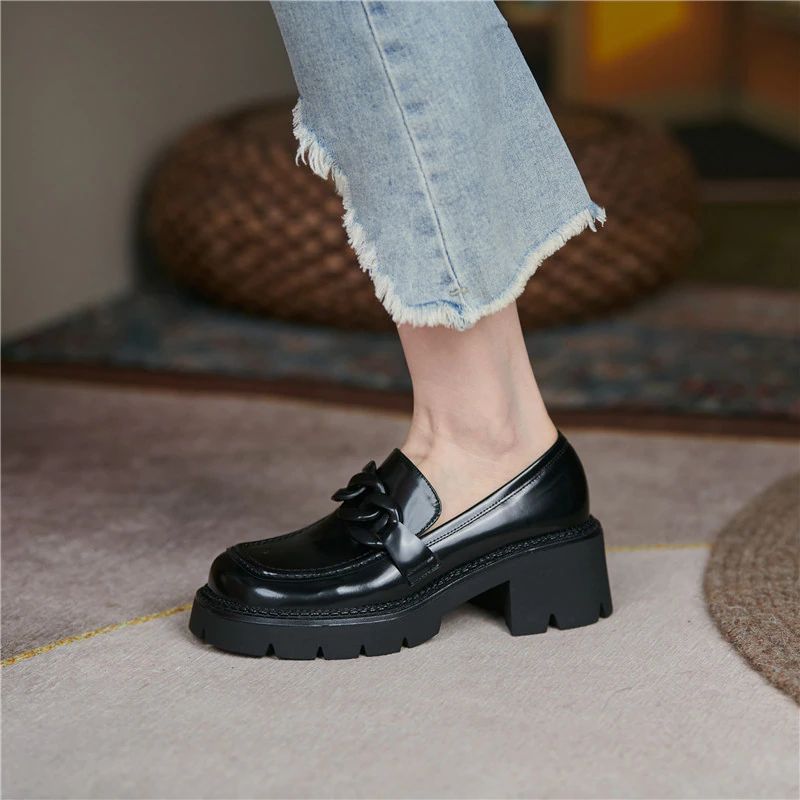 May Damskie Buty Na Grubej Platformie - Czarny