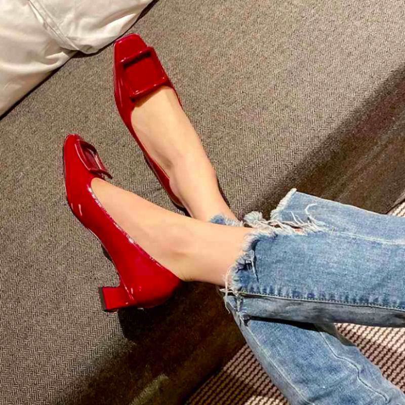 Meghan Damskie Buty Na Obcasie Z Kwadratowym Noskiem - Czarny