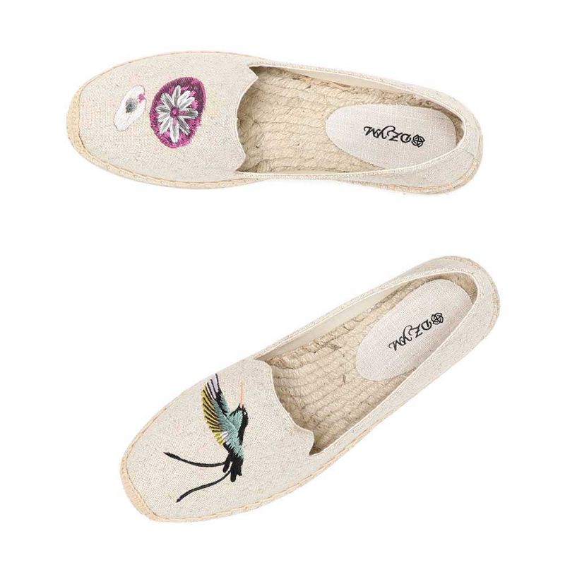 Melva Damskie Letnie Płaskie Wsuwane Oddychające Espadryle - Khaki