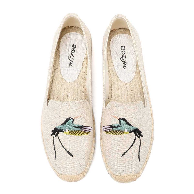 Melva Damskie Letnie Płaskie Wsuwane Oddychające Espadryle - Khaki