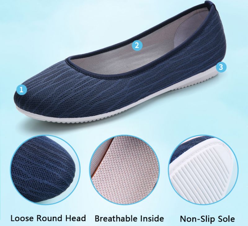 Merary Damskie Płaskie Buty - Niebieski