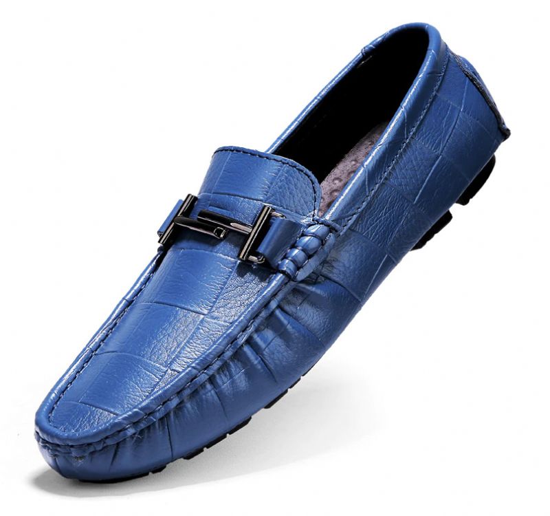 Methan Męskie Mokasyny Eleganckie Buty - Niebieski