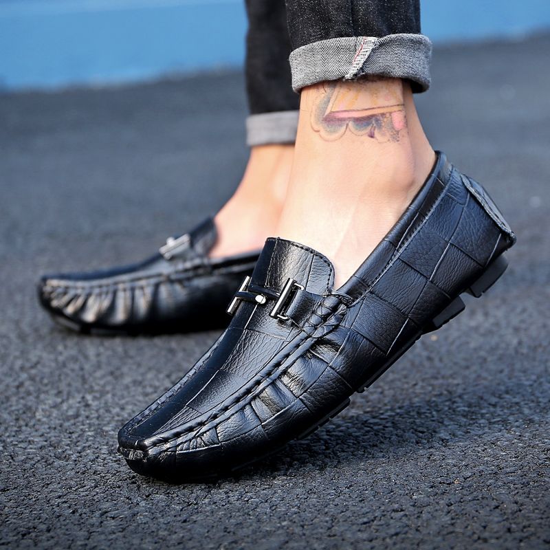 Methan Męskie Mokasyny Eleganckie Buty - Niebieski