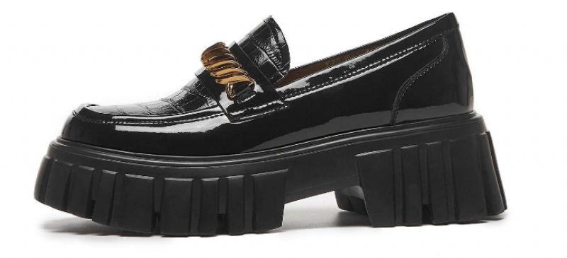 Mia Damskie Skórzane Buty Na Platformie - Czarny