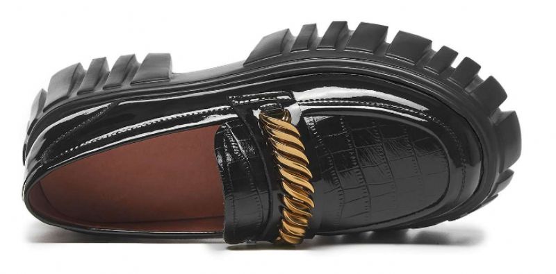 Mia Damskie Skórzane Buty Na Platformie - Czarny