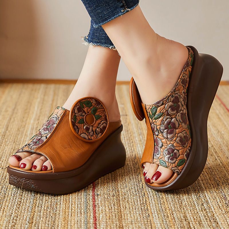 Michelle Damskie Platformowe Koturny Clogs - Zielony