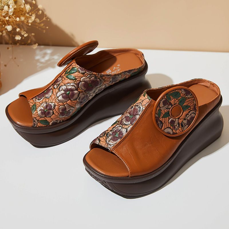 Michelle Damskie Platformowe Koturny Clogs - Zielony
