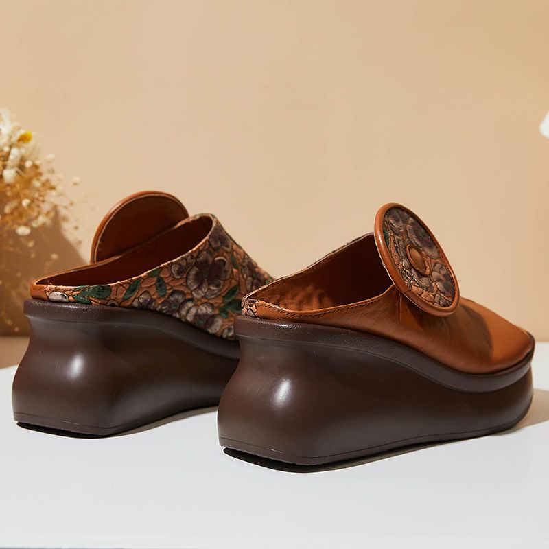 Michelle Damskie Platformowe Koturny Clogs - Zielony