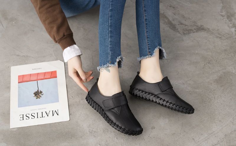 Miękkie Płaskie Buty Damskie Lina Ze Skóry - Fioletowy