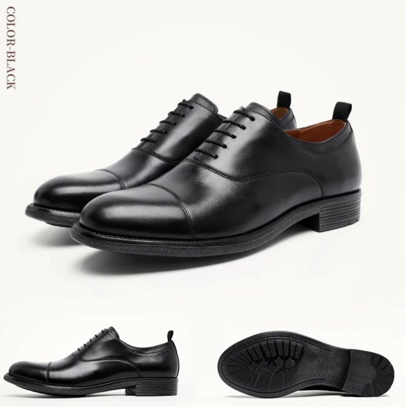 Milan Męskie Skórzane Buty Oxford - Czarny